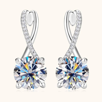 Front view of Moissanite Drop Earrings in sterling silver